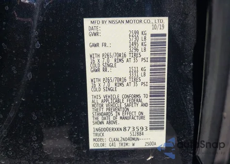 2019 Nissan Frontier Sv from USA, damaged, VIN 1N6DD0ERXKN873593